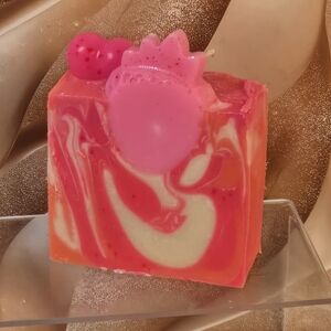 Strawberry Peach Champagne Organic Cold Process Swirl Soap. Handmade All Natur…